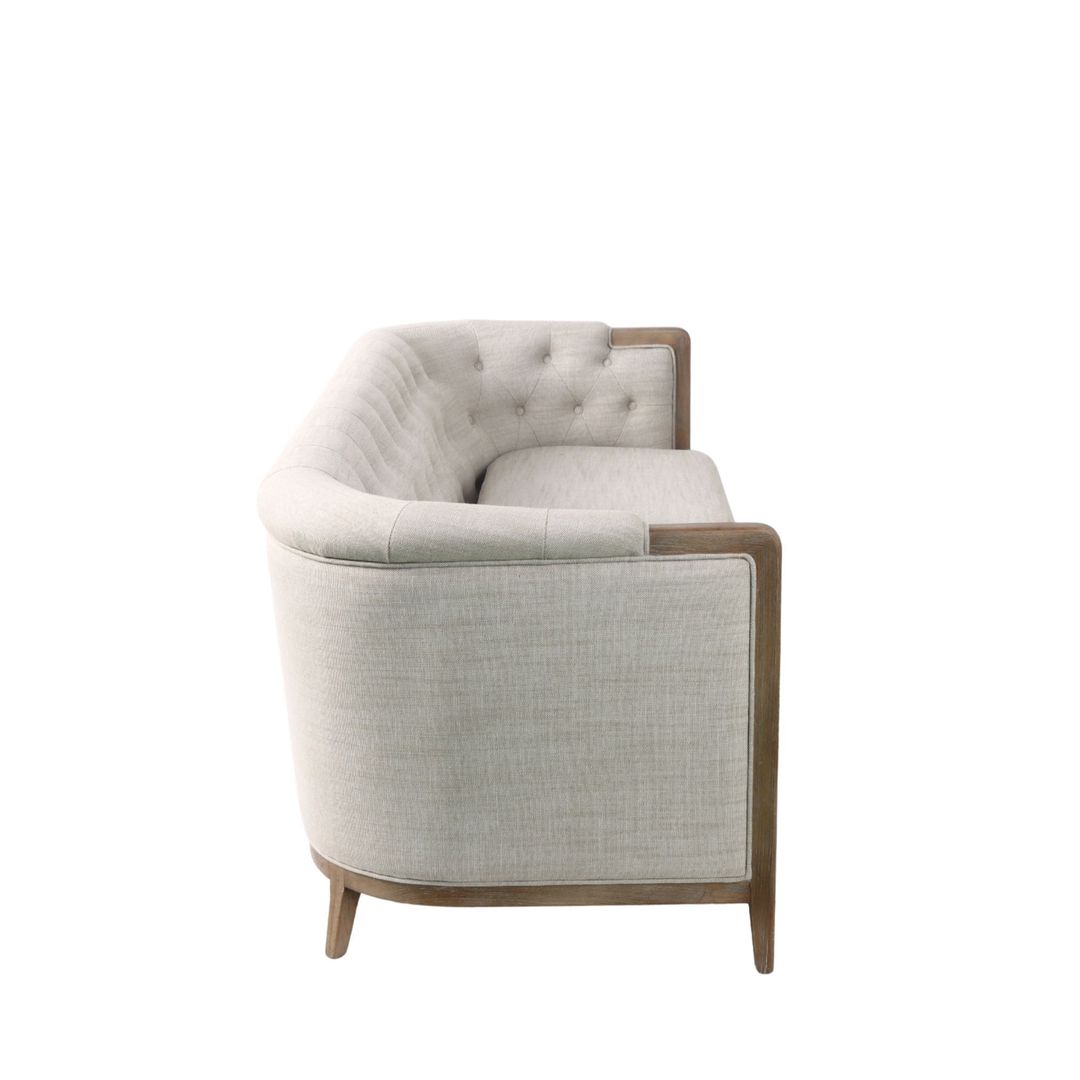 Regal 3 Seater Sofa Fabric With Washed Oak Frame - Cream image 3